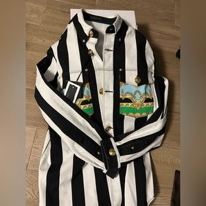 Versace black and white striped jacket